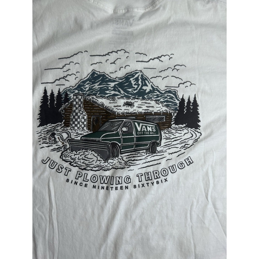 Men's White Vans Graphic Cotton Medium T-shirt